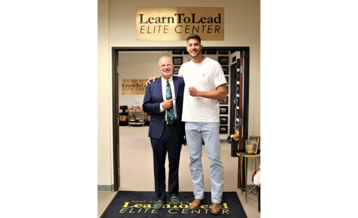 Dave with Meyers Leonard at the LearnToLead Elite Center